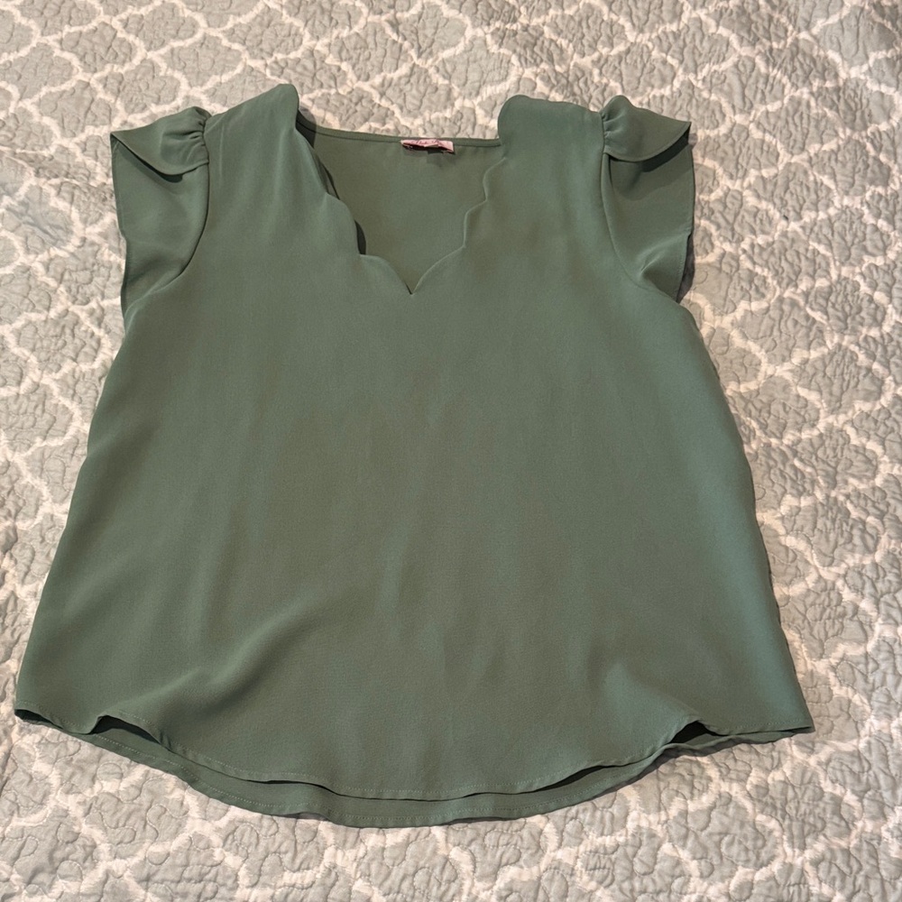 Pink Lily Sage Green Blouse